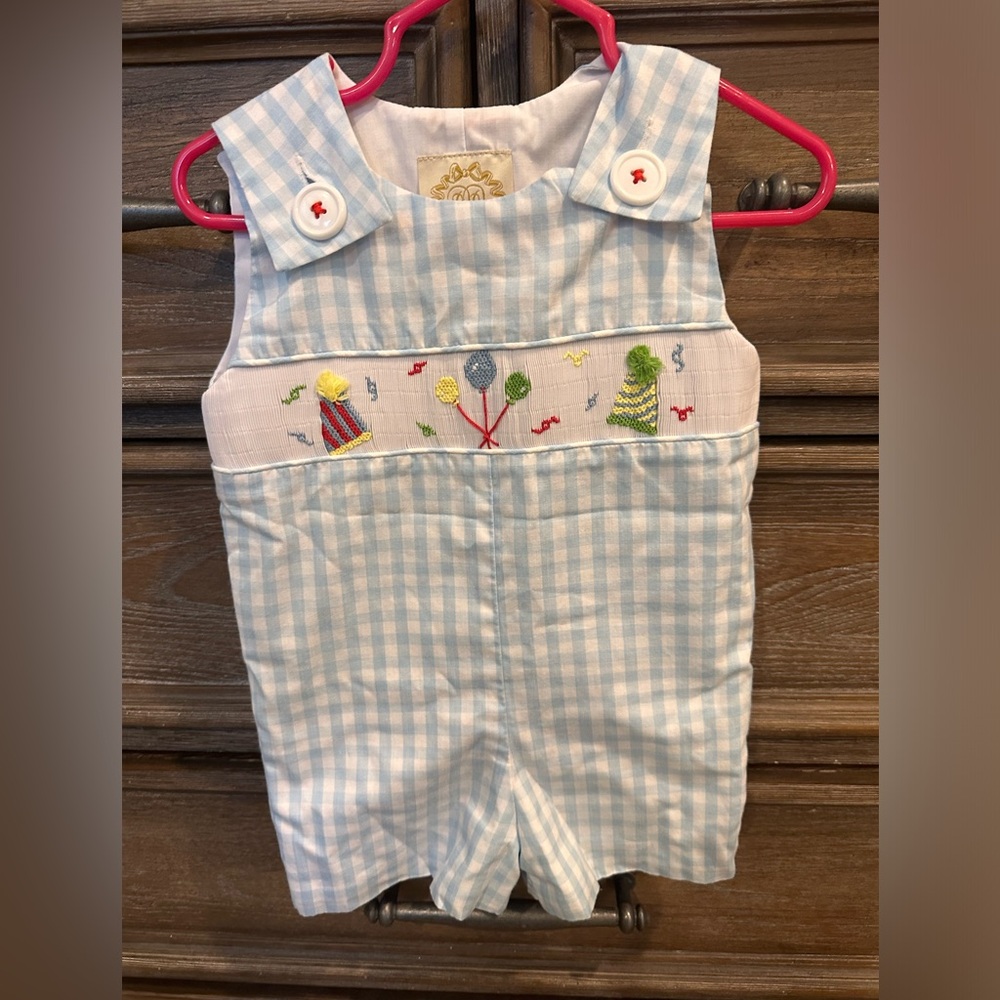 The Beaufort Bonnet Company Snyder’s Smocked Birthday Jon Jon size 6/12 month